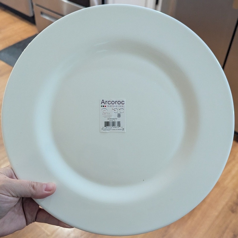 Arcoroc Intensity Dinner Plate Ivory Zenix Scratch Resistant 12" Heavy Deadstock